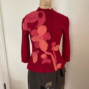 Anthropologie Sleeping on Snow Armana Jasmine Red Sweater Small